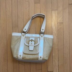 Coach Cream and Tan Tote Bag